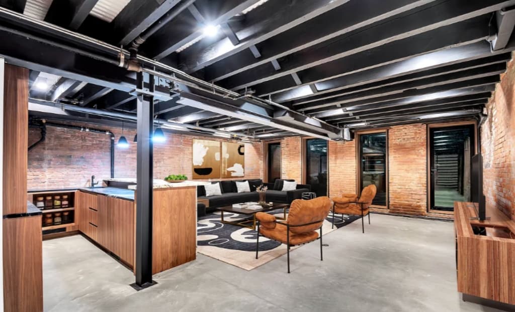 The Tasting Lounge — An intimate space with industrial accents and a private bar